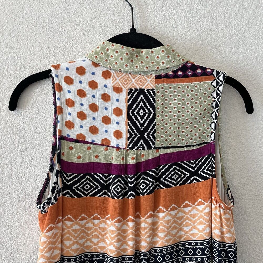 ANTHROPOLOGIE Women's Everyway Shirt Dress Size 2P Patchwork Boho Colorful Artsy - Picture 9 of 16